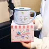 Taza de cerámica de dibujos animados Sanrio para uso doméstico, taza de leche linda y creativa para niños, taza abierta para estudiantes