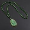 Colar de jade com oito santos padroeiros incrustados em ouro, jade verde escuro, imitação de jadeíta, corrente de suéter benmingfo do zodíaco, colar de jade raso