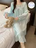 Bata de Noche Larga de Color Sólido con Volantes de Encaje y Lazo para Mujer, Vestido de Casa de Longitud Media Cuadrado sin Cierre para Primavera y Otoño, para Usar en Exteriores