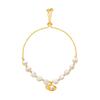 Pulseira Olho de Gato Banhada a Ouro Real Moda Coreana Popular na Internet Pulseira de Pérola de Água Doce Pulseira Ajustável Feminina da Moda ins