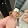 Anillo Sencillo Antiguo Dorado Brillante Pulsera Abierta Personalizada de Doble Diamante para Mujer Nueva Pulsera de Moda de Alta Gama para Regalo