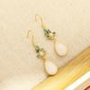 Estilo Chinês Estilo Nacional Vintage Luz Luxo Gotas de Água Imitação Jade Brincos Banhado a Ouro Gotas de Óleo Brincos de Lótus 925 Prata Pin Brincos de Gancho de Orelha