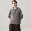 Nuevo suéter de cachemira para otoño e invierno para mujer, con diseño de capucha, cierre de botones, corte casual y holgado, mangas largas y estilo pullover moderno