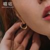 Xigu E0302 S925 Pendientes de plata de ley con diseño de giro de moda, pendientes sencillos de estilo francés, pendientes pequeños de estilo frío