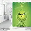 Bestseller transfronterizo de Amazon: Cortina de ducha verde del Grinch, cortina de ducha impermeable de pongee con estampado digital de dibujos animados