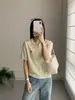 Top Adelgazante de Manga Corta con Cuello Polo Estilo Coreano para Mujer, Nuevo de Verano 2026 Camisa de Punto Suelta Versátil con Bordado de Caballito