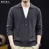 Polo de punto de seda de morera, diseño de dos piezas simulado, suéter casual para hombre, nueva colección Otoño 2026, talla grande