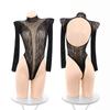 Faimu Malla Jacquard Astringente Desgarrable Manga Larga Traje de Calcetín 7573 Ropa Interior Sexy Puro Hueco