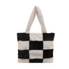 Bolso de Hombro de Gran Capacidad de Cuadros de Felpa Dulce Bolso Cruzado Bolso Tote de Viaje con Textura para Mujer Bolso de Mano