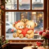 Dia dos Namorados casal urso de desenho animado coração laço adesivo eletrostático para porta e janela de vidro decoração de atmosfera