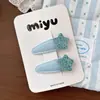 Novo clipe BB azul doce sal marinho versátil transparente em formato de coração para franja de crianças, acessório de cabelo com laço lateral para meninas