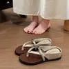 Chanclas Metálicas con Hebilla Sencilla para Mujer, Nuevo Estilo de Verano, Sandalias de Cuña para Exteriores, Chanclas de Medio Uso Versátiles para Vacaciones en la Playa