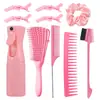 Conjunto de Pentes para Cabeleireiro Transfronteiriço para Uso Doméstico: Pente de Oito Dentes, Pente de Dentes Largos, Pente para Mechas, Escova para Sobrancelhas, Pente para Desfiar, Borrifador, Presilha de Cabelo, Elástico de Cabelo
