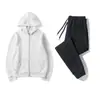 Conjunto de moletom com zíper e calça de moletom outono e inverno para comércio exterior, conjunto esportivo, moletom liso para casal, conjunto de moletom