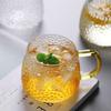 Taza de Vidrio en Relieve con Patrón de Martillo Resistente a Altas Temperaturas para Hogar Oficina Taza de Té con Asa Simple de Borosilicato Alto Taza para Beber de Celebridad de Internet