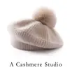 Boina 100% Cachemira Pura Gorro con Pompón Gorro Tejido para Mujer Calidez Otoño e Invierno Gorro de Pintor Estilo Coreano Cubre-cabeza Gorro para el Frío