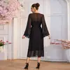 Conjunto de Pijama de Cetim com Renda Fina de Verão Manga Sino Robe de Renda Camisola Camisola Homewear Feminino 1262