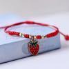 Pulseira de Casal Cordão Vermelho Benmingnian Feminina DIY Morango Cereja Cordão de Mão Tecido Namorada Crianças Estudantes Presente Joia