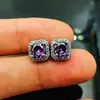 Transmissão ao Vivo Mais Vendido Brilhante Zircônia Quadrada Princesa Conjunto de Três Peças Anel Brincos Colar Moissanita Conjunto de Joias para Mulheres