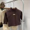 Otoño 2024 nuevo para bebé, grueso, cuello semi-alto, básico, invierno, versión coreana para niños y niñas, camiseta básica, forro polar, cálido