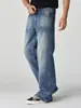 Roupas Masculinas Fengshe / Lançamento Primavera 2026 Nova Moda Americana de Rua Jeans Wide-Leg com Acabamento Pesado Solto Levemente Flare Corte A