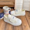 Baikuang Shell Head 2023 Verão Meio-reboque Casual Sapatos de Lona Femininos Slip-on All-match Casual Lazy Sapatos Brancos