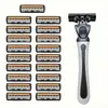Aparelho de barbear manual de 3 lâminas para homens, lâmina de aço inoxidável, lâminas substituíveis, disponível para atacado