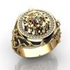 Anel de leão com zircônia tipo diamante popular da Temu anel de liga estilo punk europeu e americano anel de noivado banhado a ouro para homens e mulheres