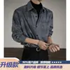 Camisa de algodón teñido anudado de otoño de manga larga para hombre, estilo retro americano de primavera y otoño, de alta gama, elegante, moderna, camisa chaqueta de corte holgado
