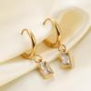 Pendientes Retro Europeos y Americanos Transfronterizos Simples de Acero Inoxidable Liso de 8 mm Versátiles con Incrustaciones de Diamante Pendientes de Oro de 18 quilates Venta al por Mayor Venta Caliente para Mujeres
