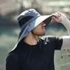 Chapéu de sol para uso externo com proteção facial e para o pescoço para homens e mulheres, chapéu de sol de verão com aba larga e proteção UV para ciclismo, bicicleta e caminhada