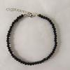 Cadena de Clavícula para Mujer de Cristal Negro Brillante con Perlas de Espinela Negra de 4 mm, Cadena de Tobillo - Estilo Transfronterizo Europeo y Americano, Simple, Lujo Ligero, Nicho