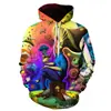 Moletom com Capuz Cruzado Primavera e Outono Pintura Graffiti Impressão 3D Camada de Ar Pulôver Unissex Roupa Esportiva Casual