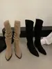 Botas Caídas de Tacón Alto con Punta Puntiaguda Color Caqui para Mujer 2026 Nuevas Botas de Montar de Tubo Largo Ajustadas para Primavera, Otoño e Invierno