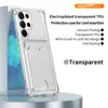 Adequado para capa de celular Samsung S26U transparente galvanizada, novo porta-cartões S25, novo S24A57A36 slot para cartão capa anti-queda