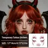Pegatinas de Tatuaje Temporales Góticas de Tela Completa con Telaraña Alrededor de Ojos y Labios, Araña Horrorosa Atmósfera Oscura, Tatuajes Temporales Geniales de Nicho