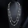 Colar Longo de Pérolas Levemente Luxuoso e de Alta Qualidade, Corrente de Vestido Exquisita e Versátil, Colar em Camadas, Acessórios de Joias em Liga