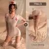 Feimu lingerie sexy feminina uniforme sexy tentação vazado branco V profundo sem costas traje de enfermeira brincalhão 7986