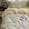 Juego de ropa de cama de estilo Ins, grado A, que incluye una sábana bajera de algodón puro, una funda de edredón y una sábana encimera, adecuado para dormitorios; disponible en juegos de 3 o 4 piezas, al por mayor