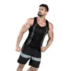 Chaleco de neopreno para hombre con doble raya gris, moldeador de sudor, top de sauna, material de buceo, moldeador