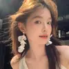 El Brisa Nocturna Sopla~Pendientes de Flor y Perla Estilo Resort de Playa de Verano para Mujer, Pendientes Elegantes Exagerados, Pendientes Atmosféricos