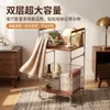 Carrito de bocadillos móvil de dos niveles estilo vintage para sala de estar, usado para almacenar bocadillos, frutas y bebidas