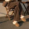 Botas de neve femininas Sangpo 2026, amarelo pintinho, pantufas quentes, novo estilo slip-on versátil, solado plano, bico redondo, pantufas de algodão para outono e inverno