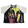 2025 Novo Estilo de Verão Personalizado Street Y2K Tendência Dark Retro Ins Camiseta Estampada de Manga Curta Top Solto
