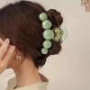 Primavera y Verano Nuevo Verde Perla Grande Pequeño Pinza de Agarre Acrílico Redondo Bola Horquilla Accesorios para el Cabello Cabeza Pinza Tiburón