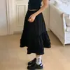 Saia Feminina Petite Retro Coreana Doce Juvenil Versátil com Babados Cintura Elástica em Estoque