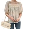 Estilo coreano chique verão protetor solar fino gola quadrada manga bufante fada laço costura design redução de idade camisa top verão feminino