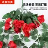 Painel de Parede com Rosas e 9 Flores de Trepadeira de Rosa, Flores Artificiais para Decoração de Varanda de Casa, Paisagismo, Painel de Parede com Flores de Rosa para Casamento, Flores Artificiais