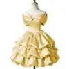 Vestido de Fiesta con Corbata de Mariposa, Color Sólido, Hombros Descubiertos, Adecuado para Anfitrionas de Cumpleaños, Uso Diario, Vestido Lindo y Dulce