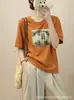 Camiseta de Verano Casual de Moda para Mujer de Algodón con Diseño de Copo de Nieve de Trece Líneas - Directo de Fábrica - En Stock